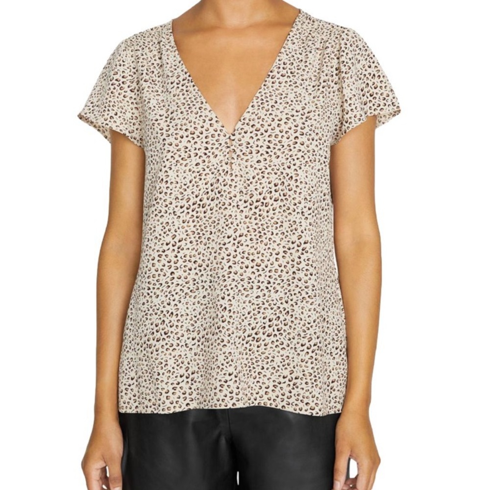 NEW Sanctuary Leopard Print Hi Low Button Front Blouse